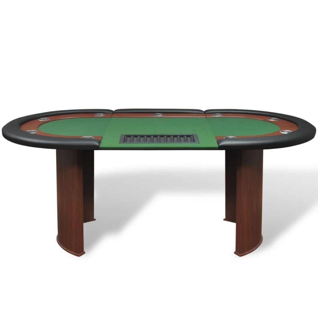 8718475957362_g_en_hd_1 vidaXL 10-Player Poker Table with Dealer Area and Chip Tray Green - Image 2