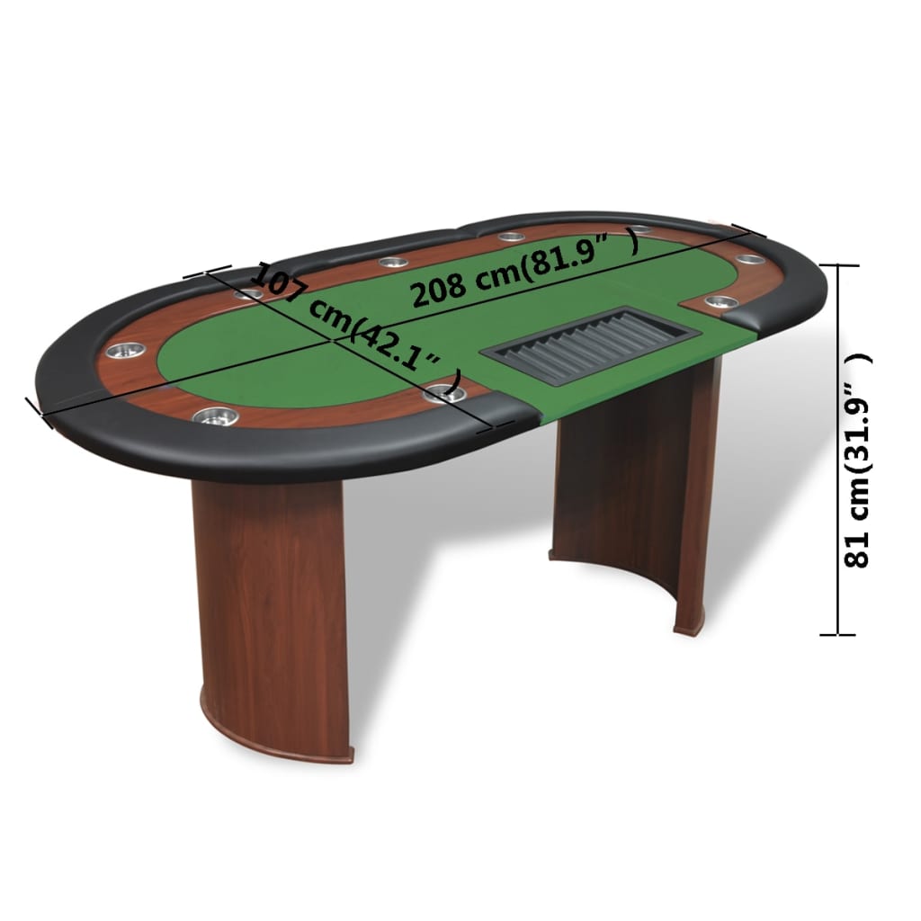 8718475957362_g_en_hd_8 vidaXL 10-Player Poker Table with Dealer Area and Chip Tray Green - Image 9