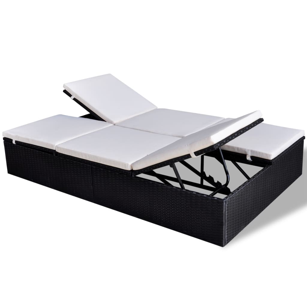 8718475960492_a_en_hd_1 vidaXL Double Sun Lounger with Cushion Poly Rattan Black - Image 2