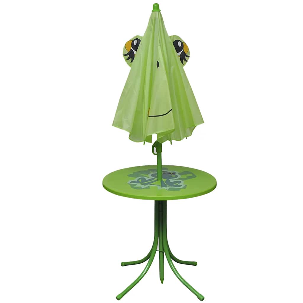 8718475960713_g_en_hd_2 vidaXL 3 Piece Kids' Garden Bistro Set with Parasol Green - Image 3