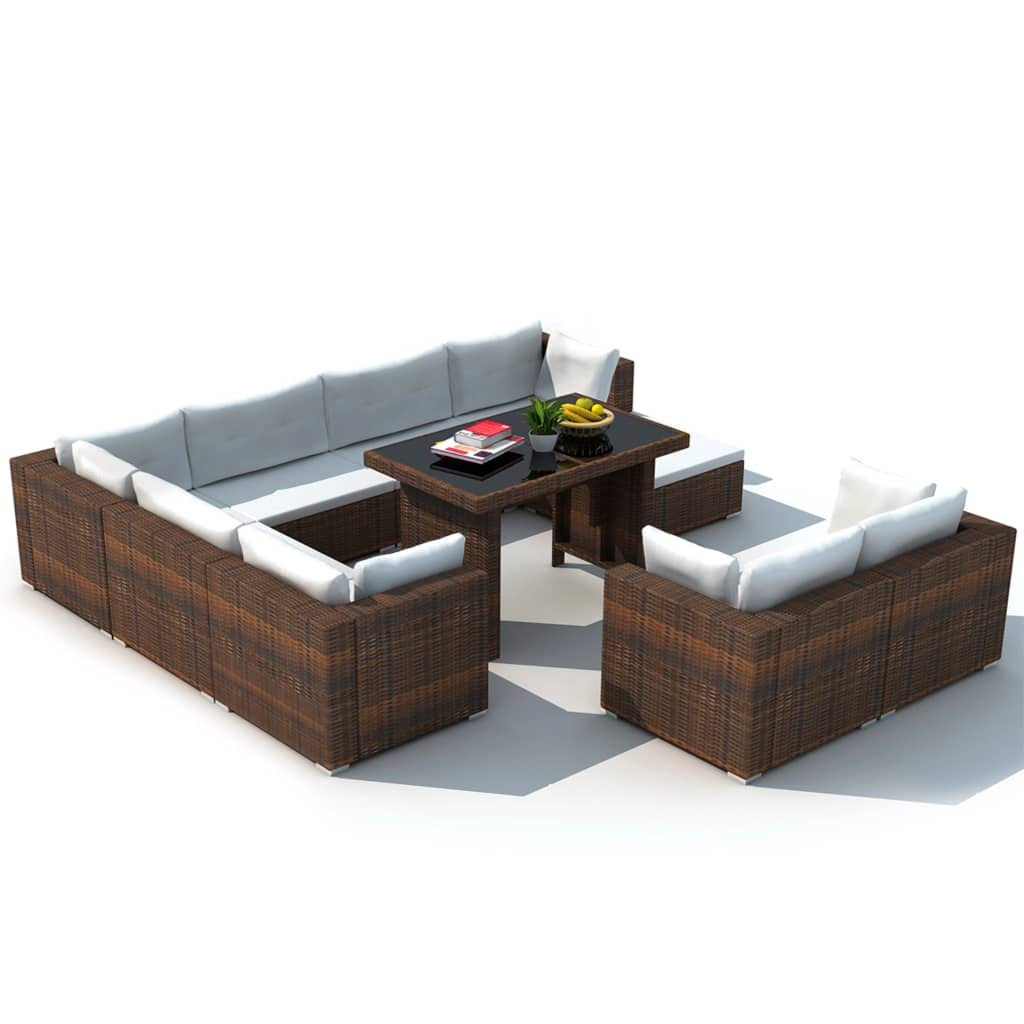 8718475963349_g_en_hd_1 vidaXL 10 Piece Garden Lounge Set with Cushions Poly Rattan Brown - Image 3
