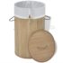 vidaXL Bamboo Laundry Bin Round Natural - Image 2