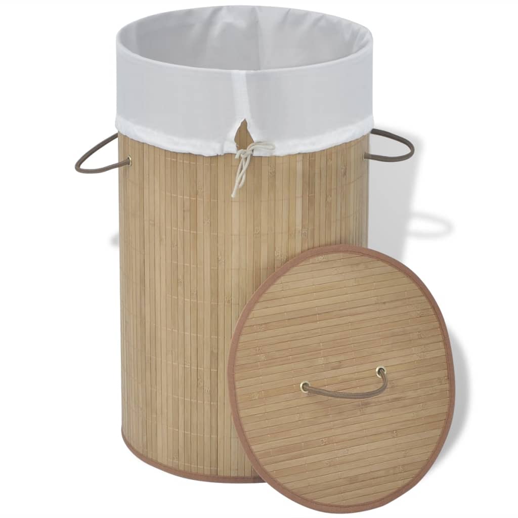 8718475964216_g_en_hd_1 vidaXL Bamboo Laundry Bin Round Natural - Image 2