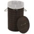 vidaXL Bamboo Laundry Bin Round Dark Brown - Image 2