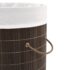 vidaXL Bamboo Laundry Bin Round Dark Brown - Image 5