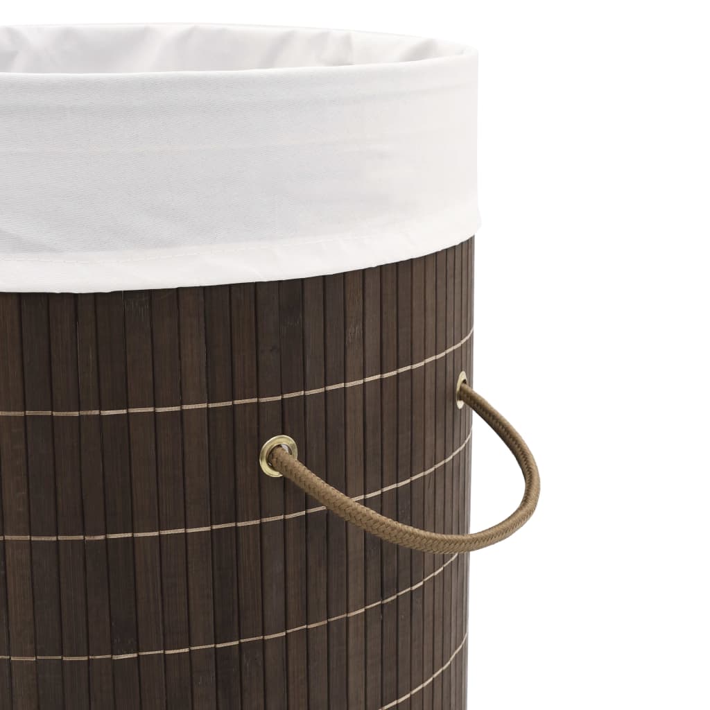 8718475964223_g_en_hd_4 vidaXL Bamboo Laundry Bin Round Dark Brown - Image 5