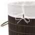 vidaXL Bamboo Laundry Bin Round Dark Brown - Image 6