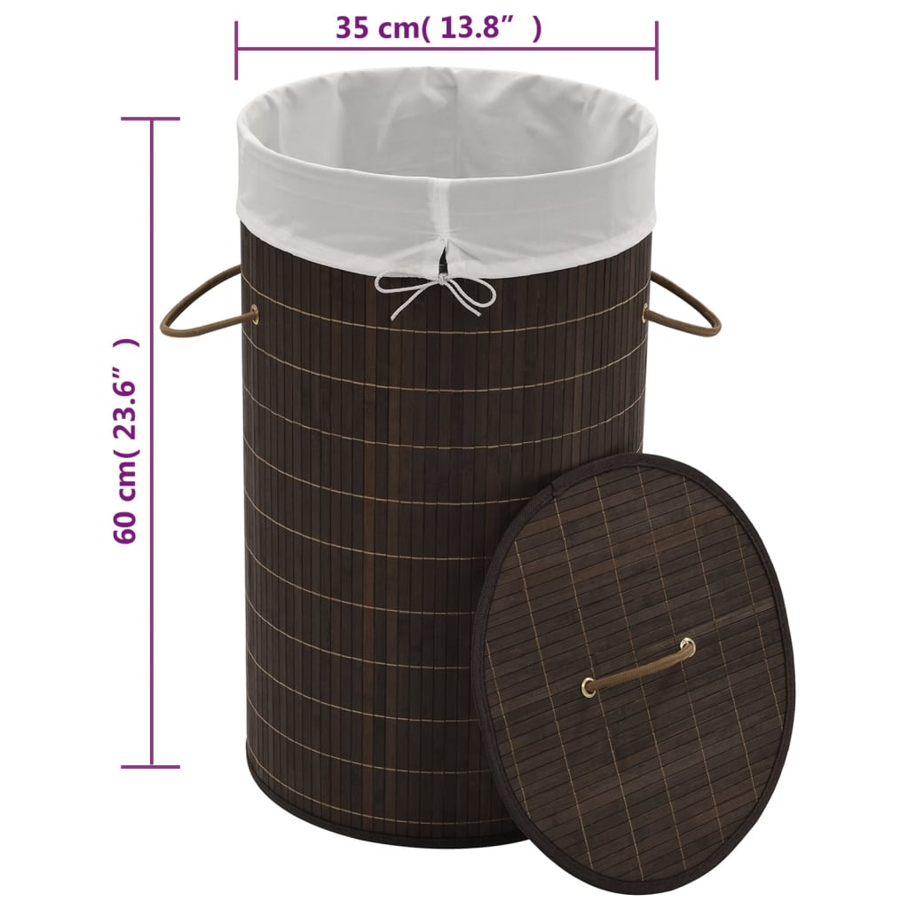 8718475964223_g_en_hd_7 vidaXL Bamboo Laundry Bin Round Dark Brown - Image 8