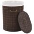 vidaXL Bamboo Laundry Bin Oval Dark Brown - Image 2