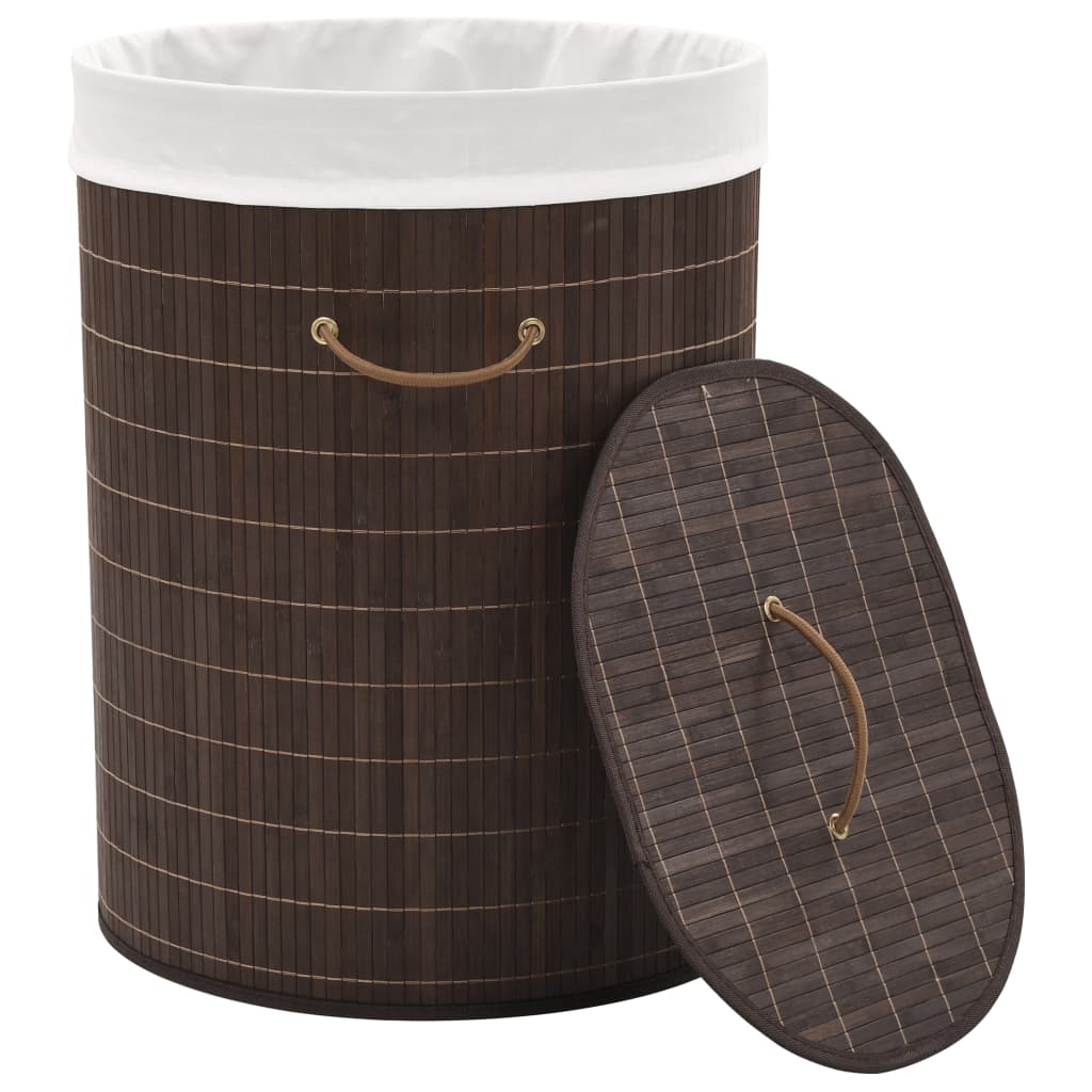 8718475964261_g_en_hd_1 vidaXL Bamboo Laundry Bin Oval Dark Brown - Image 2