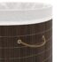 vidaXL Bamboo Laundry Bin Oval Dark Brown - Image 5