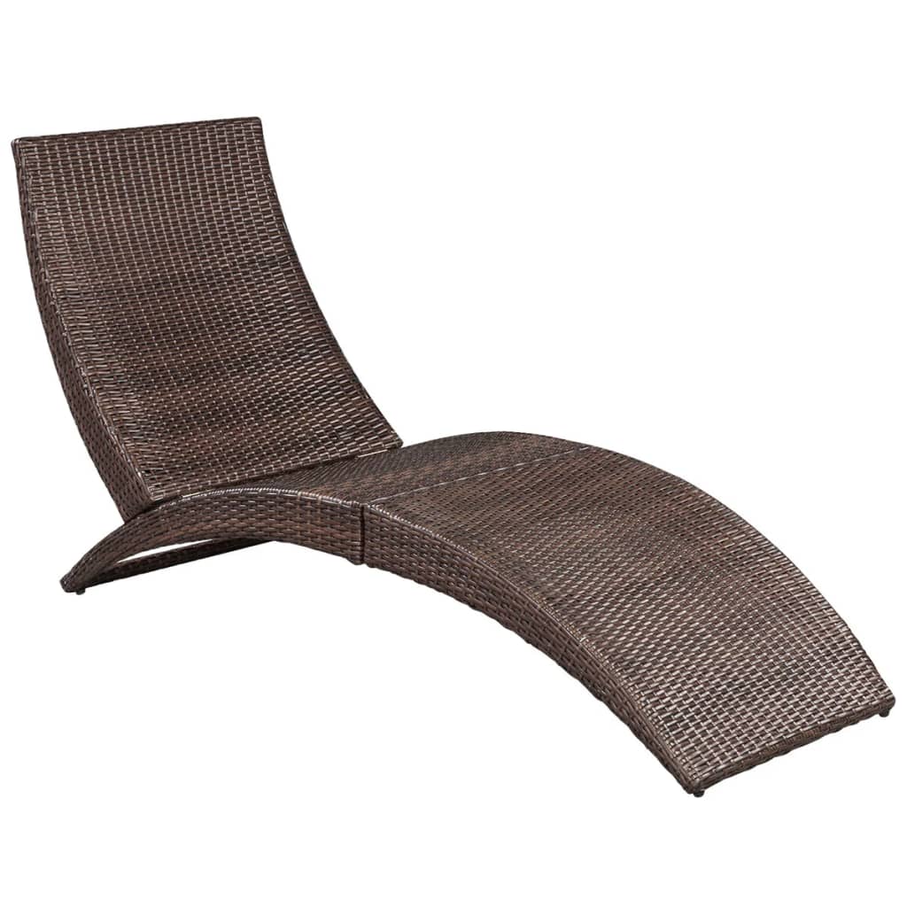 8718475965640_g_en_hd_3 vidaXL Folding Sun Lounger with Cushion Poly Rattan Brown - Image 5