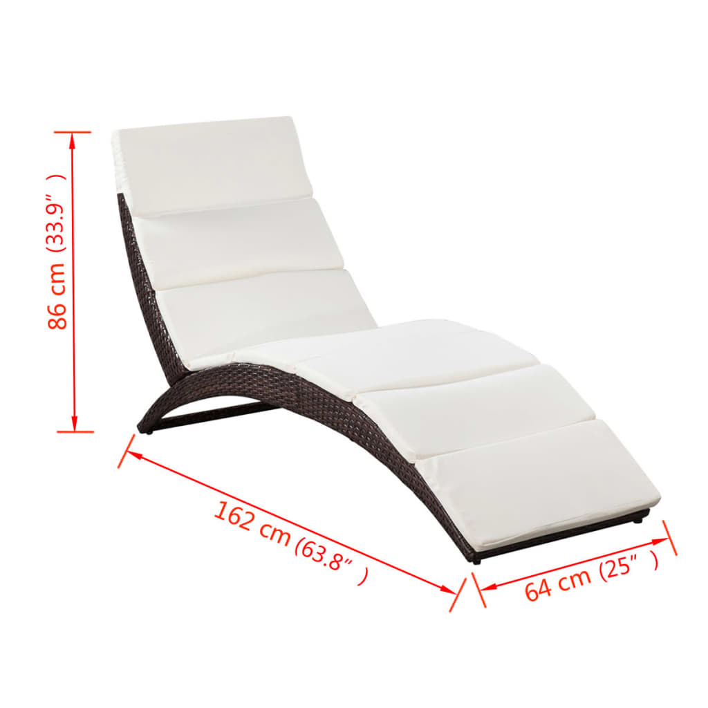 8718475965640_g_en_hd_5 vidaXL Folding Sun Lounger with Cushion Poly Rattan Brown - Image 7