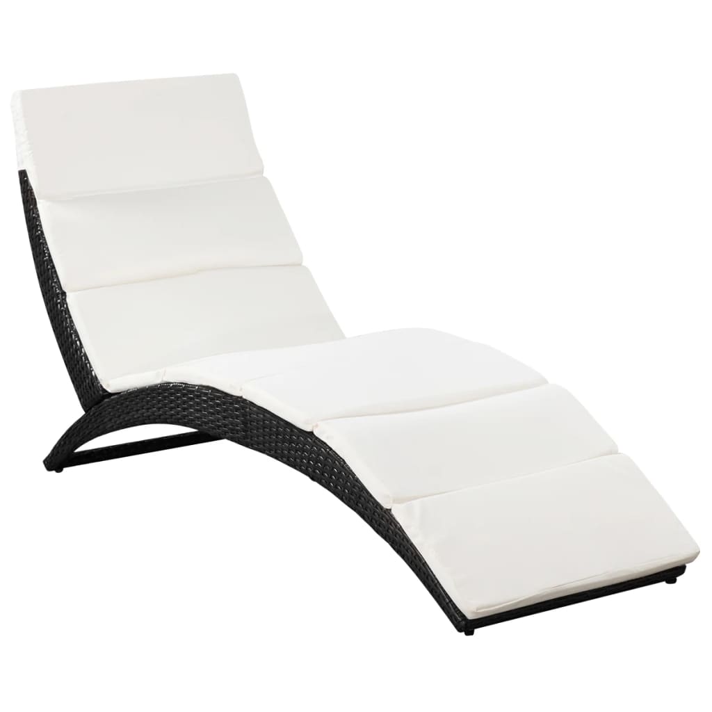 8718475965657_a_en_hd_1 vidaXL Folding Sun Lounger with Cushion Poly Rattan Black - Image 2