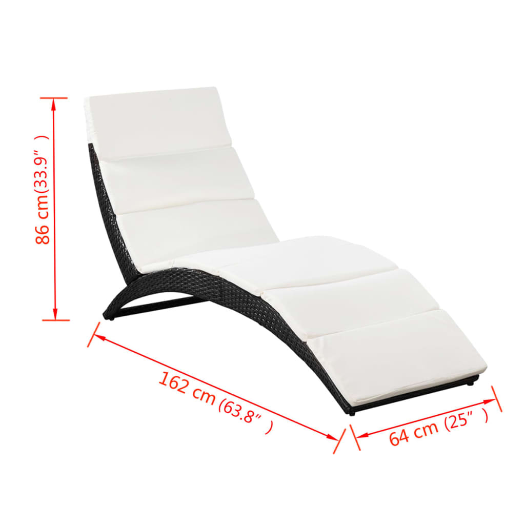 8718475965657_g_en_hd_5 vidaXL Folding Sun Lounger with Cushion Poly Rattan Black - Image 7