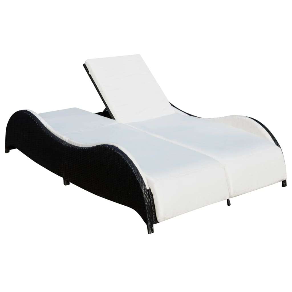 8718475969457_g_en_hd_1 vidaXL Double Sun Lounger with Cushion Poly Rattan Black - Image 2