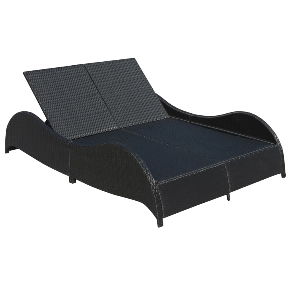 8718475969457_g_en_hd_4 vidaXL Double Sun Lounger with Cushion Poly Rattan Black - Image 5