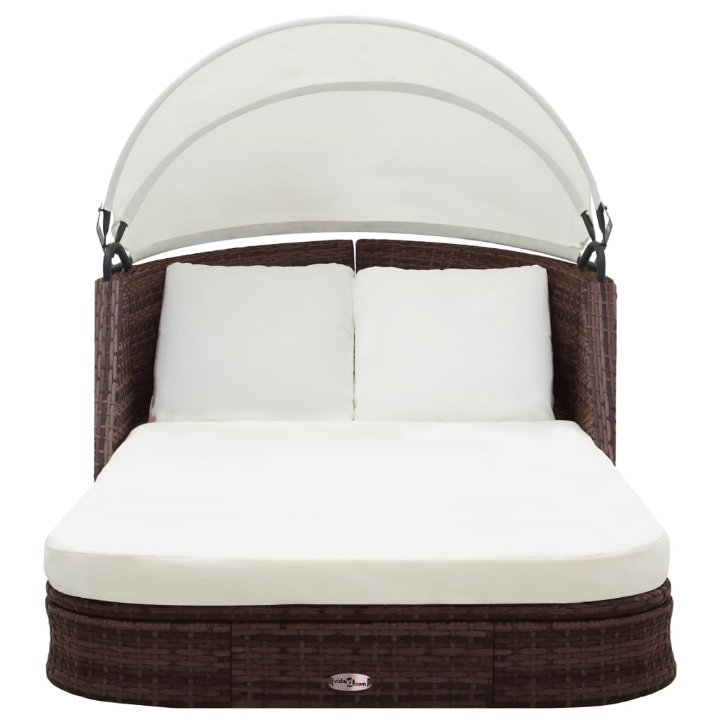 8718475969501_g_en_hd_1 vidaXL Sun Lounger with Canopy Poly Rattan Brown - Image 2