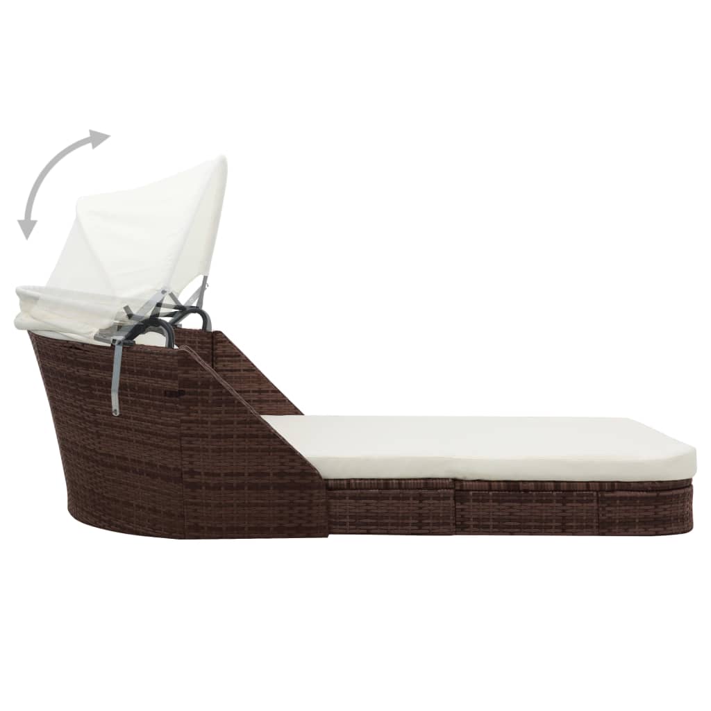 8718475969501_g_en_hd_2 vidaXL Sun Lounger with Canopy Poly Rattan Brown - Image 3