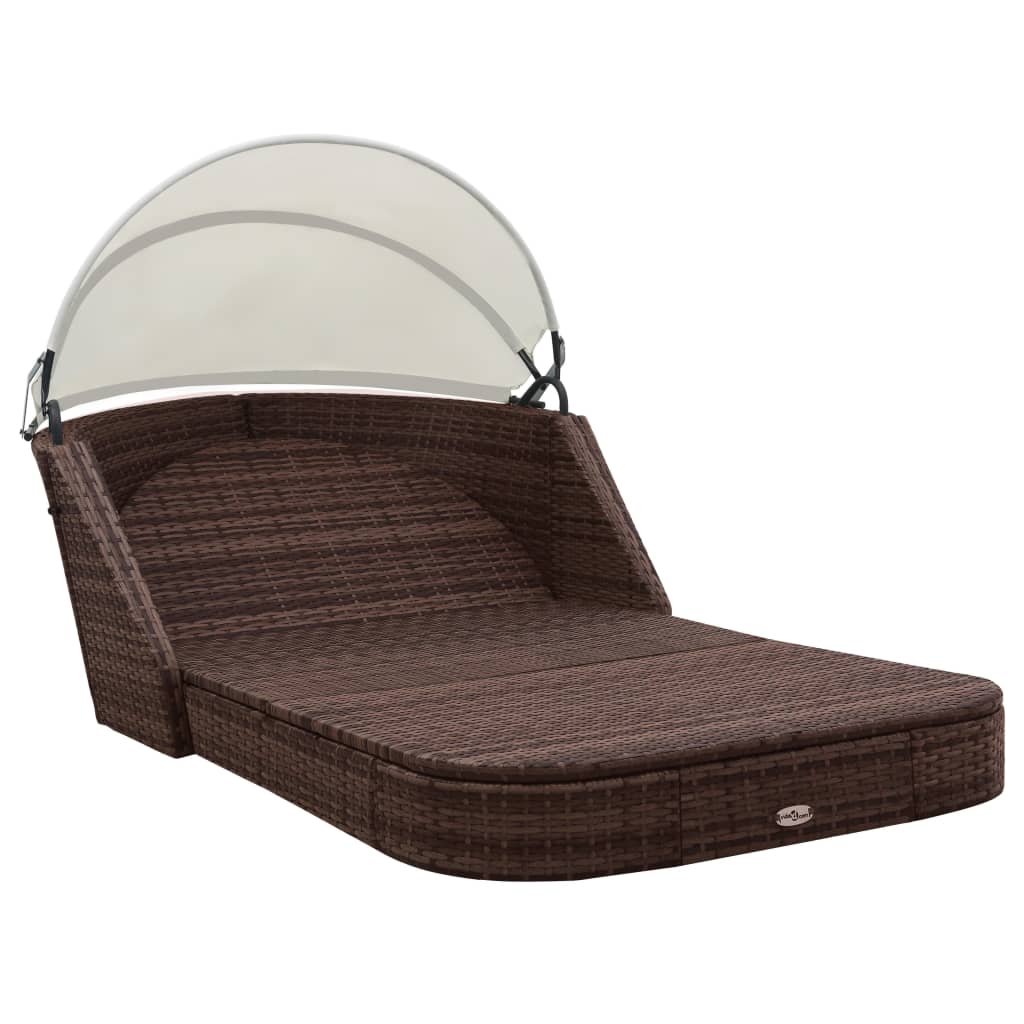 8718475969501_g_en_hd_3 vidaXL Sun Lounger with Canopy Poly Rattan Brown - Image 4