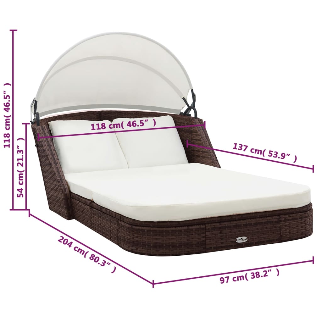 8718475969501_g_en_hd_4 vidaXL Sun Lounger with Canopy Poly Rattan Brown - Image 5