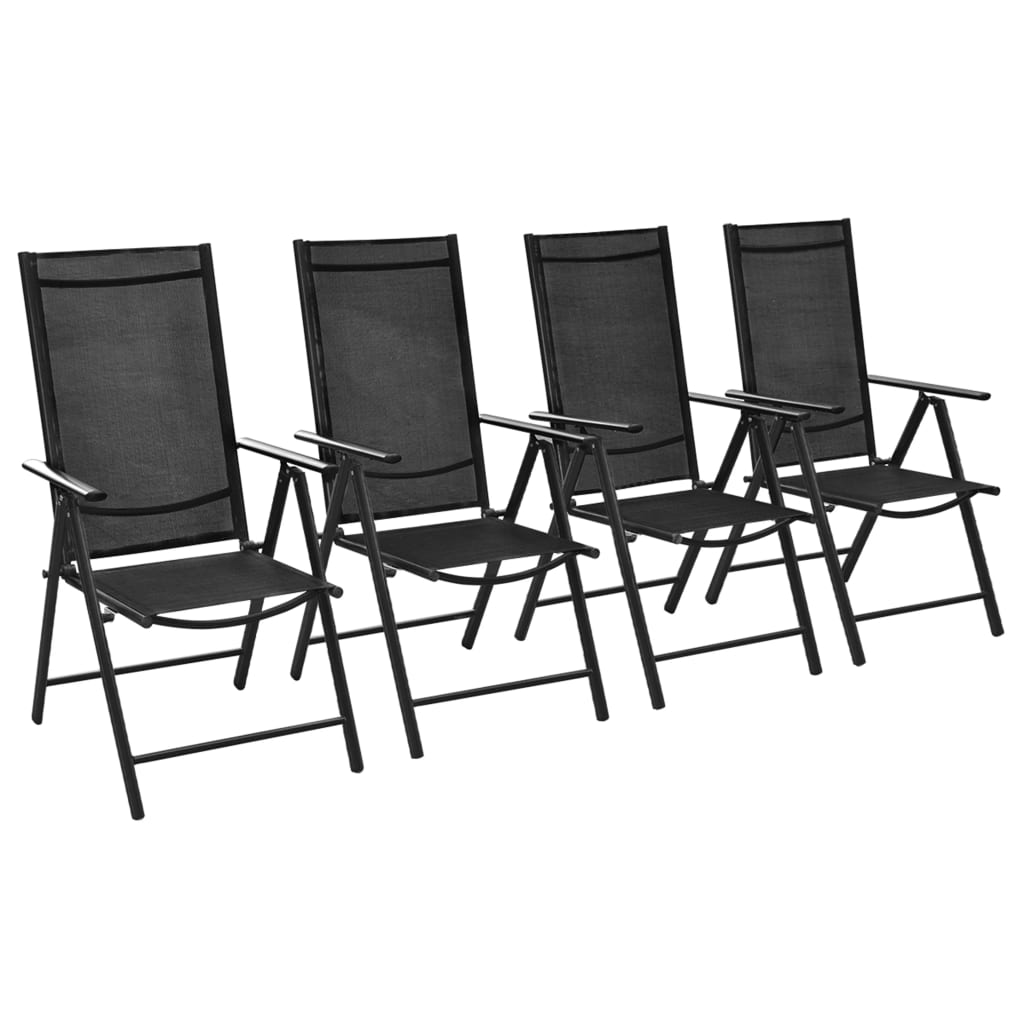 vidaXL Folding Garden Chairs 4 pcs Aluminium and Textilene Black