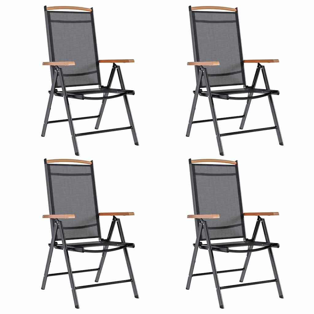 vidaXL Folding Garden Chairs 4 pcs Aluminium and Textilene Black