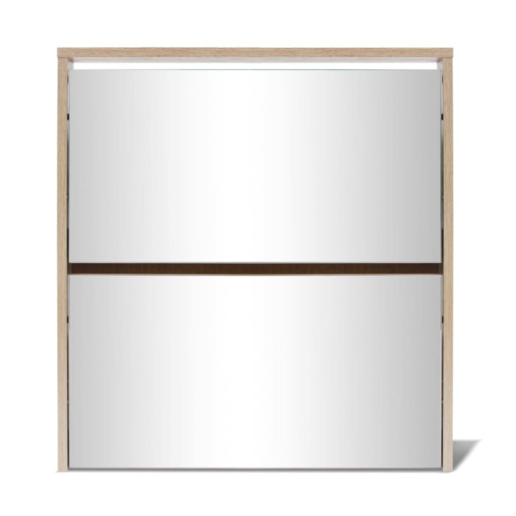 8718475977247_g_en_hd_2 vidaXL Shoe Cabinet 2-Layer Mirror Oak 63x17x67 cm - Image 5