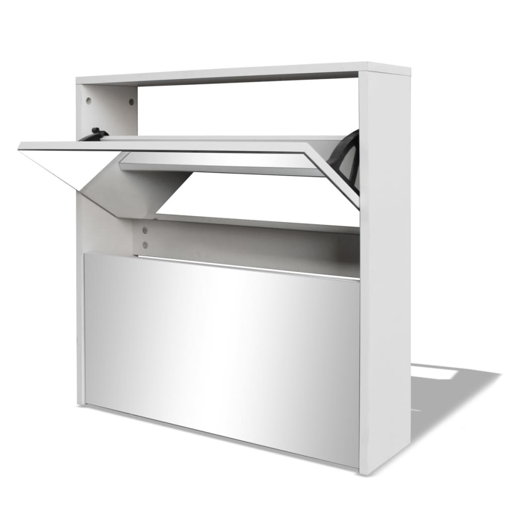 8718475977254_a_en_hd_1 vidaXL Shoe Cabinet 2-Layer Mirror White 63x17x67 cm - Image 2
