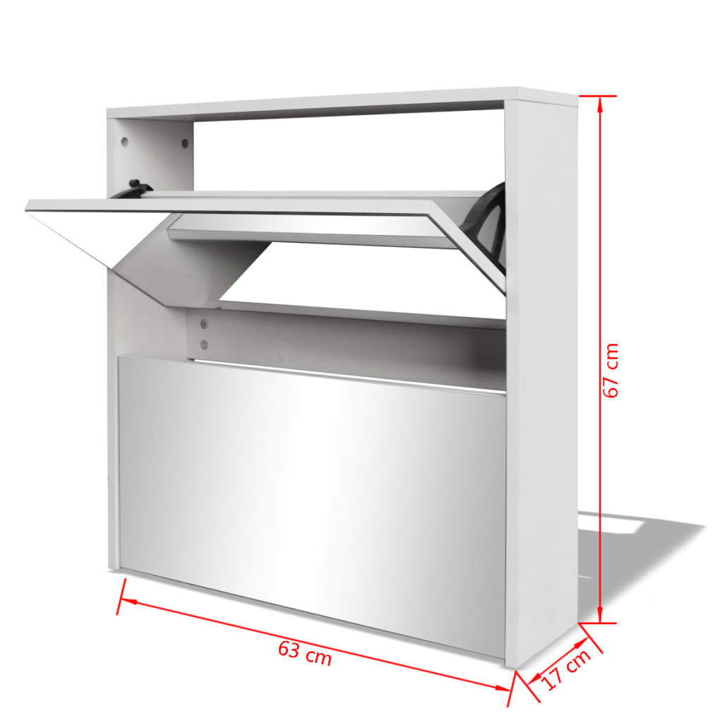 8718475977254_g_en_hd_3 vidaXL Shoe Cabinet 2-Layer Mirror White 63x17x67 cm - Image 6