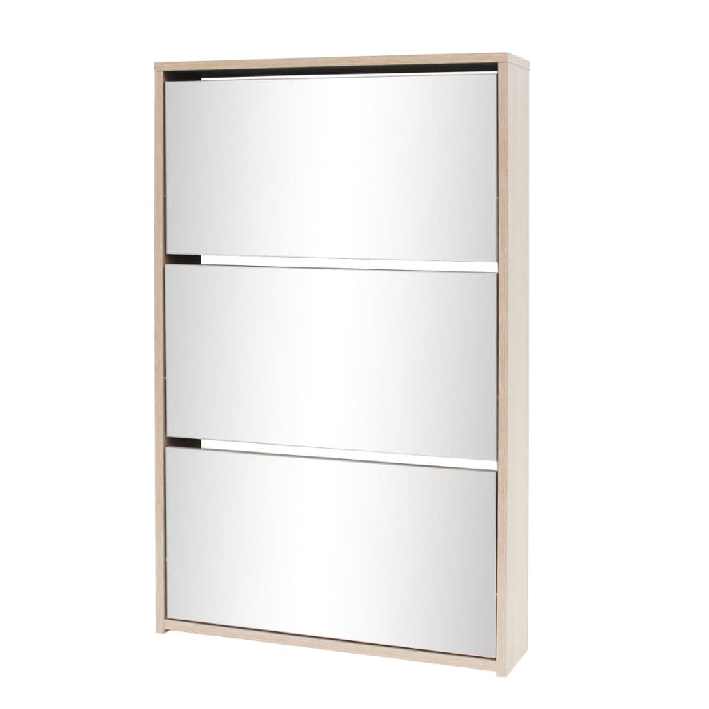 8718475977261_a_en_hd_1 vidaXL Shoe Cabinet 3-Layer Mirror Oak 63x17x102.5 cm - Image 2