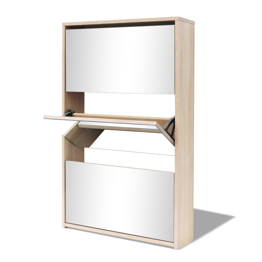 8718475977261_g_en_hd_2 vidaXL Shoe Cabinet 3-Layer Mirror Oak 63x17x102.5 cm - Image 5