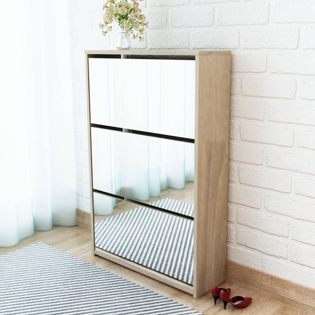 8718475977261_m_en_hd_1 vidaXL Shoe Cabinet 3-Layer Mirror Oak 63x17x102.5 cm - Image 1