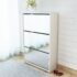 vidaXL Shoe Cabinet 3-Layer Mirror White 63x17x102.5 cm