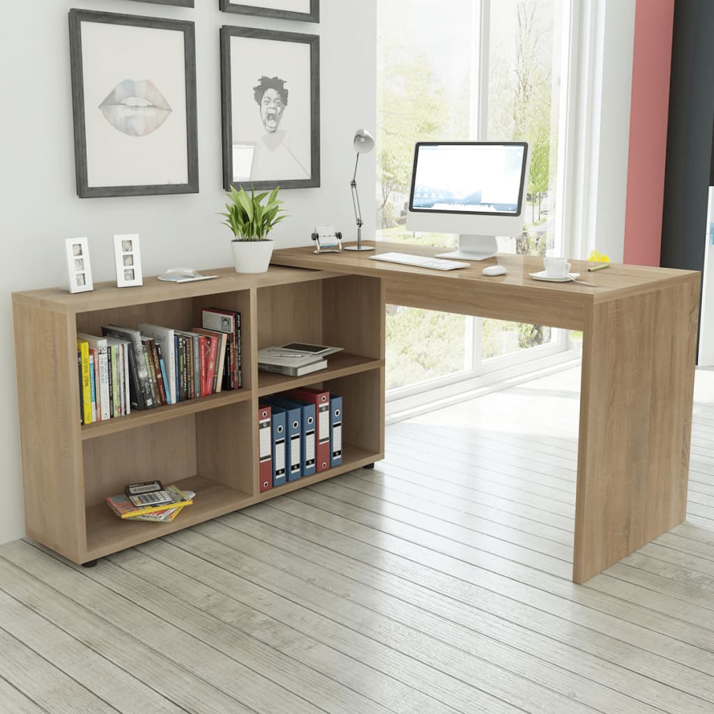 8718475977384_m_en_hd_1 vidaXL Corner Desk 4 Shelves Oak - Image 1