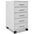 vidaXL Office Drawer Unit with Castors 5 Drawers White - Image 2