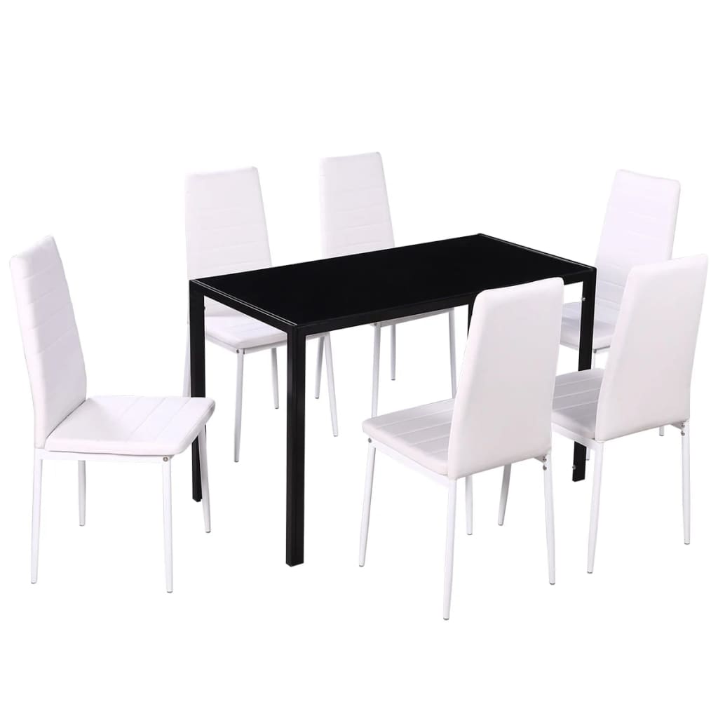 8718475977971_a_en_hd_1 vidaXL Seven Piece Dining Table Set Black and White - Image 2