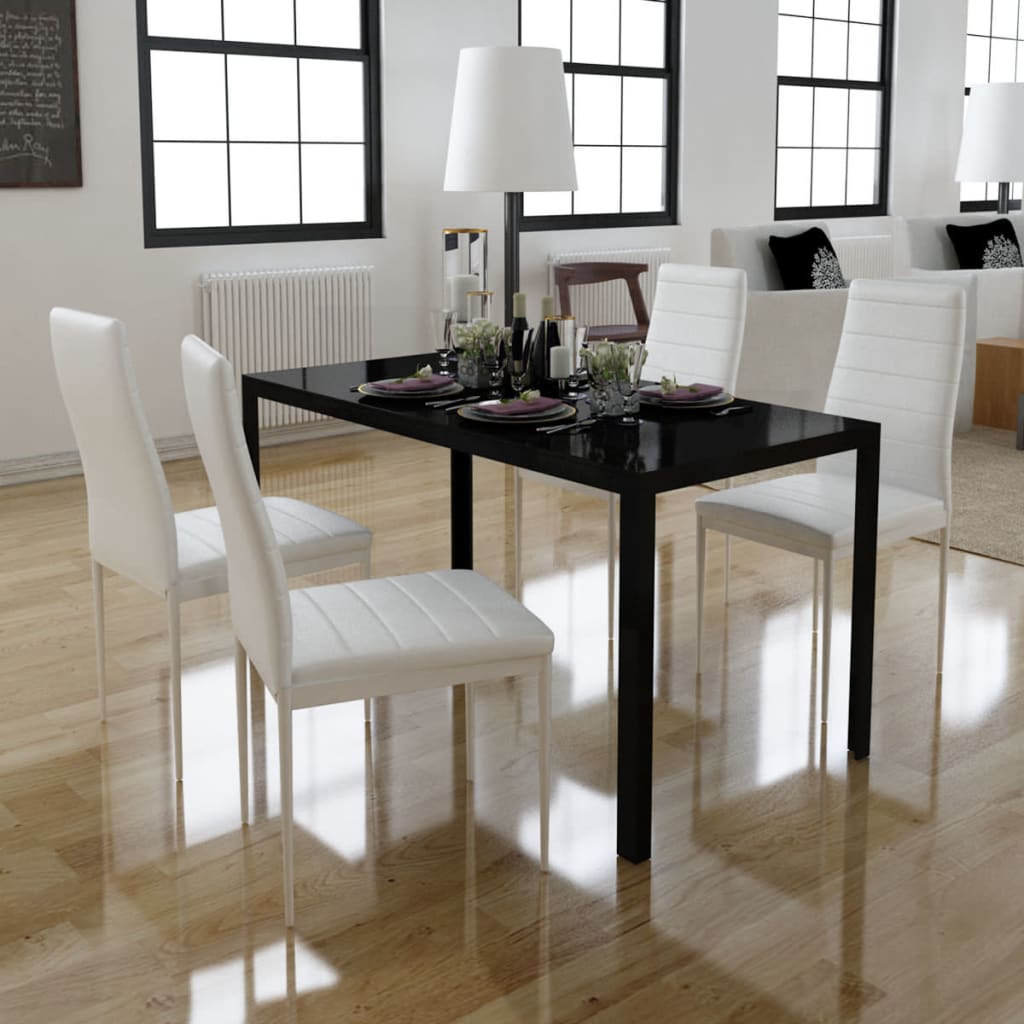 8718475977988_m_en_hd_1 vidaXL Five Piece Dining Table Set Black and White - Image 1