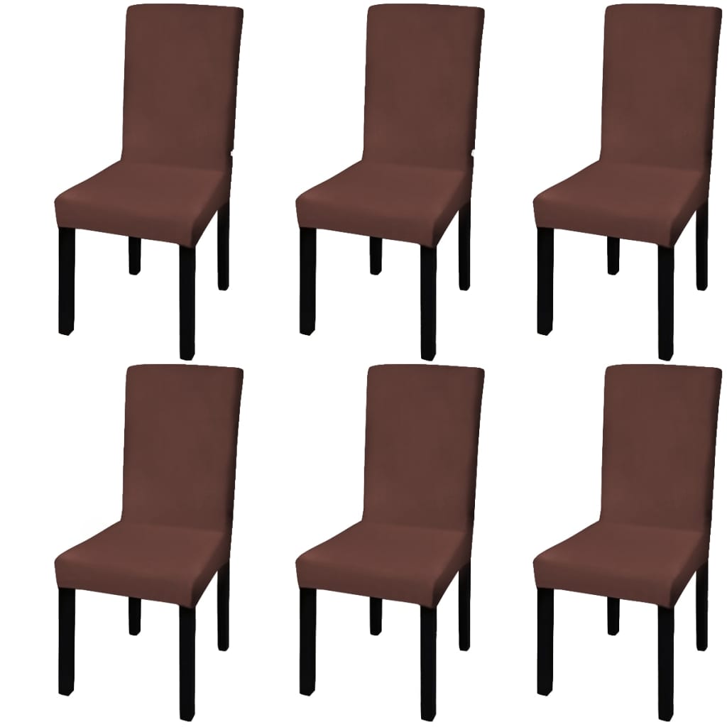 8718475978770_a_en_hd_1 vidaXL Straight Stretchable Chair Cover 6 pcs Brown - Image 1
