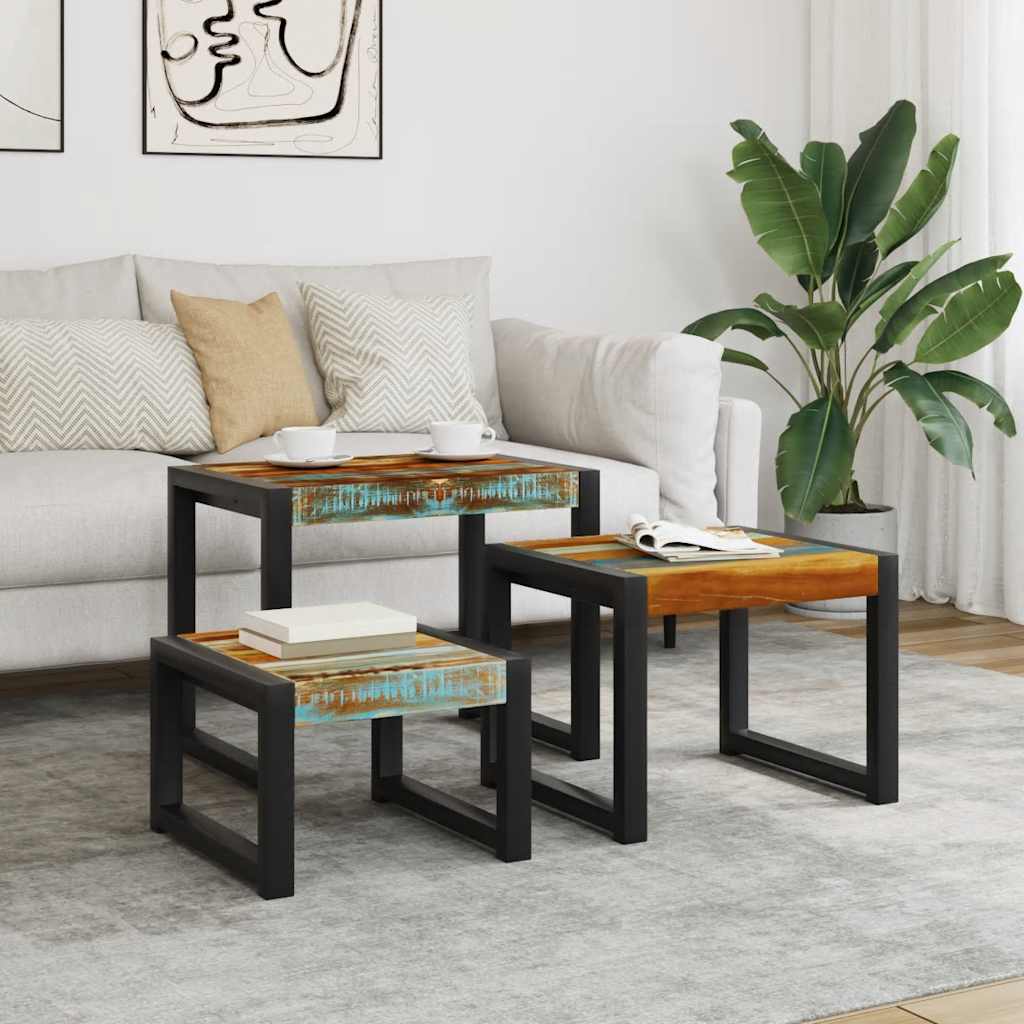 8718475993155_m_en_hd_1 vidaXL Three Piece Nesting Tables Solid Reclaimed Wood - Image 1