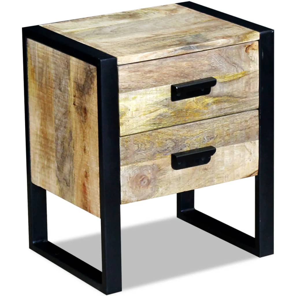 8718475993865_a_en_hd_1 vidaXL Side Table with 2 Drawers Solid Mango Wood 43x33x51 cm - Image 1