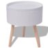 vidaXL Side Table with Serving Tray Round 39.5x44.5 cm White - Image 4
