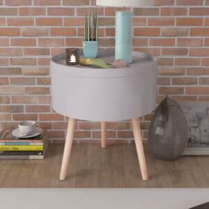 vidaXL Side Table with Serving Tray Round 39.5x44.5 cm Grey