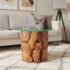 vidaXL Coffee Table Solid Teak Driftwood 60 cm