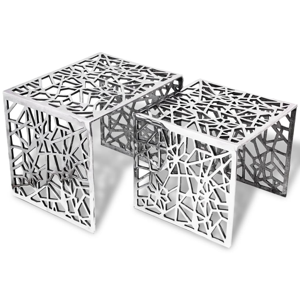 8718475999430_a_en_hd_1 vidaXL Two Piece Side Tables Square Aluminium Silver - Image 1