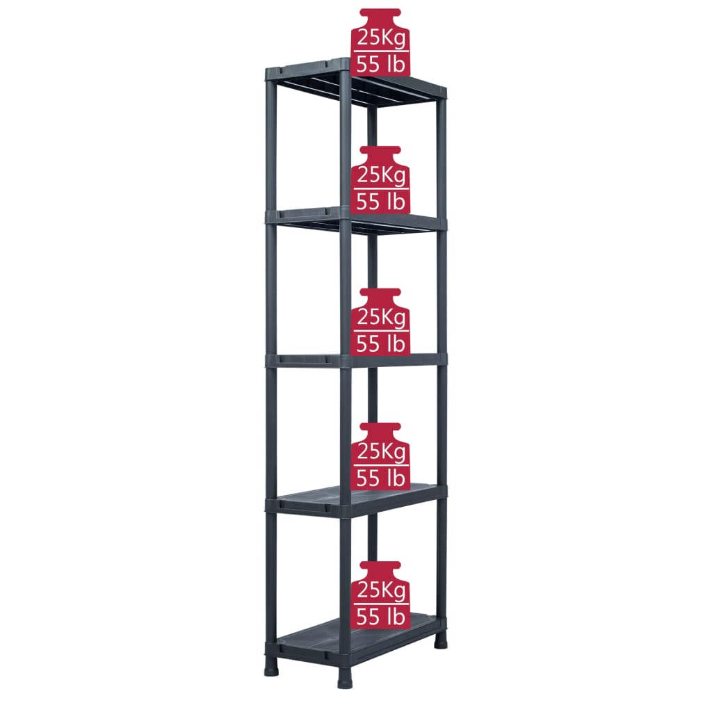 8719883554419_g_en_hd_6 vidaXL Storage Shelf Rack Black 125 kg 60x30x180 cm Plastic - Image 8