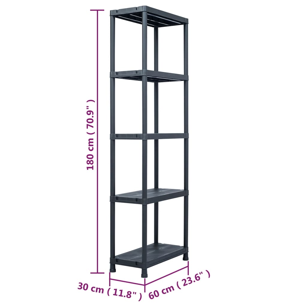 8719883554419_g_en_hd_7 vidaXL Storage Shelf Rack Black 125 kg 60x30x180 cm Plastic - Image 9