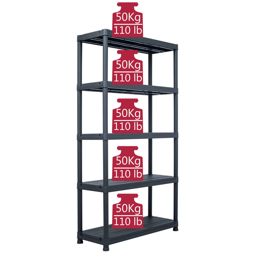 8719883554433_g_en_hd_6 vidaXL Storage Shelf Rack Black 250 kg 80x40x180 cm Plastic - Image 8