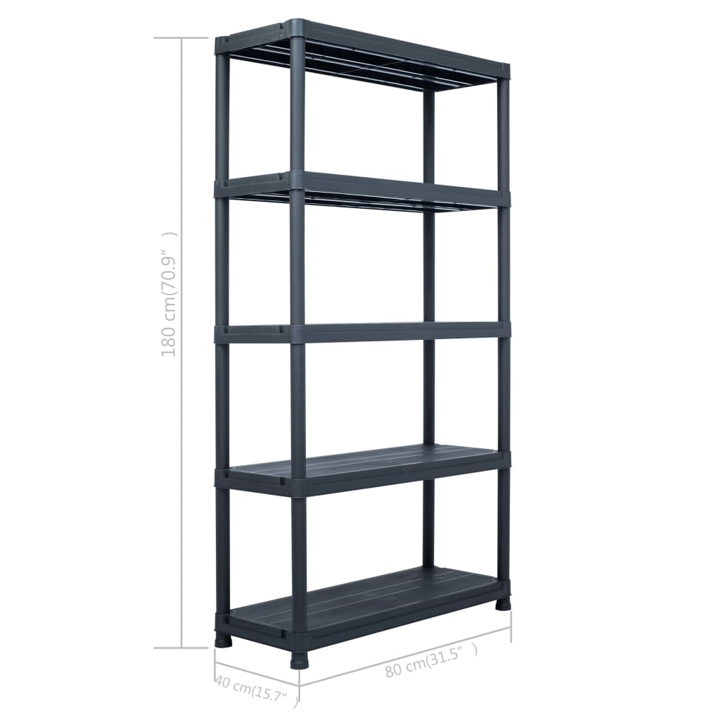 8719883554433_g_en_hd_7 vidaXL Storage Shelf Rack Black 250 kg 80x40x180 cm Plastic - Image 9