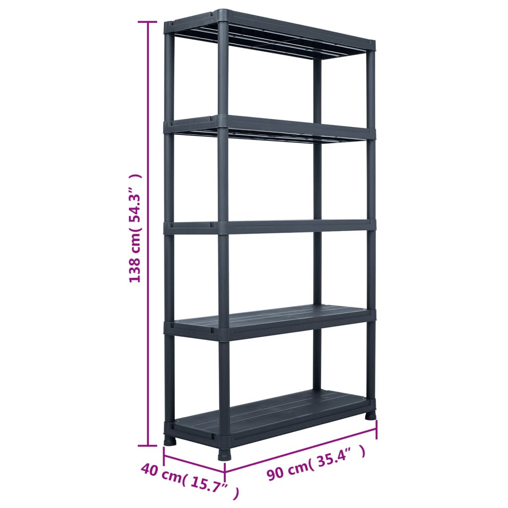 8719883554464_g_en_hd_6 vidaXL Storage Shelf Rack Black 220 kg 90x40x138 cm Plastic - Image 8